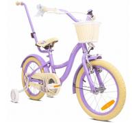 Vélo Enfant - Flower Bike - Roues 16"" - 4 à 6 ans - panier - cloche - garde-boue - Lavande