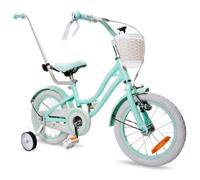 Vélo Enfant - Heart Bike - Roues 14"" - 3 à 5 ans - panier - cloche - garde-boue - Silver Moon Menthe