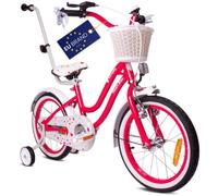 Vélo Enfant - Heart Bike - Roues 16"" - 4 à 6 ans - panier - cloche - garde-boue - Framboise