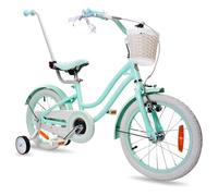 Vélo Enfant - Heart Bike - Roues 16"" - 4 à 6 ans - panier - cloche - garde-boue - Menthe