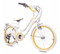 Vélo Enfant - Heart Bike - Roues 20"" - 6 à 10 ans - V-Brake - porte-bagages - garde-boue - Blanc et Jaune