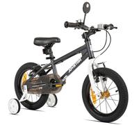 Vélo enfant JOYSTAR - 16 pouces - avec rétroviseur, sonnette et roues d'appoint - pour enfants de 4 à 7 ans - gris