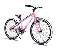 Vélo enfant JOYSTAR - 24 pouces, convient aux garçons et aux filles à partir de 7 ans, vitesse unique, pneu blanc - Rose