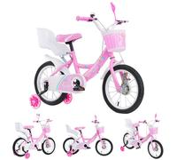 Vélo Enfant - MIPAN - Roues 16 Avec roues auxiliaires - Garde-Boue - Pour Fille Age 3 à 6 ans - Max:50KG - Avec miroir - Rose