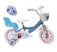 Vélo Enfant 12'' REINE DES NEIGES ( taille < 90/95 cm ) équipé de 1 frein avec stabilisateurs à molettes + Casque Inclus !! Rose/Blance G