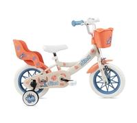 Vélo enfant - Modèle 12'' Stich ( Léo et Stitch) de Disney pour fille de taille 85 à 100 cm équipé de 1 frein, porte poupée, panier avant, garde boues, stabilisateurs Beige identique aux photos G