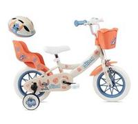 Vélo Enfant 12' Stitch de Disney avec Casque Stitch Inclus équipé de 1 Frein, Panier Avant, Porte poupée arrière, Garde boues, Carter et stabilisateurs