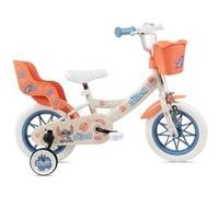 Vélo enfant - Modèle 12'' Stich ( Léo et Stitch) de Disney pour fille de taille 85 à 100 cm équipé de 1 frein, porte poupée, panier avant, garde boues, stabilisateurs Beige identique aux photos G