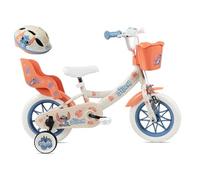 Vélo enfant 12'' STITCH / DISNEY (Taille enfant < 95 cm) avec 1 frein, panier avant, porte poupée, stabilisateurs & Casque inclus !