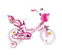 Vélo enfant - Modèle 14'' Minnie de pour fille de taille 95 à 105 cm avec stabilisateurs, 2 freins & Panier avant et Porte poupée