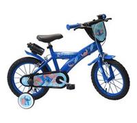 Vélo enfant - Modèle 14'' Stitch de Léo et Stitch par Disney pour garçon de taille 95 à 105 cm avec stabilisateurs, 2 freins, Bidon arrière et plaque avant décorative Bleu avec Stickers G