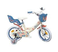 Disney Vélo enfant 14'' Stitch – 90–105 cm – 2 freins, panier, porte-poupée, stabilisateurs