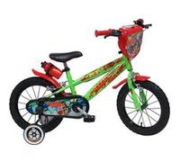 Vélo enfant - Modèle 14'' Urban Skate pour garçon de taille 95 à 105 cm avec stabilisateurs, 2 freins, Bidon arrière et plaque avant décorative Vert & Rouge G