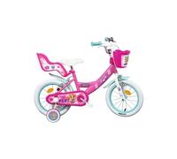 Vélo enfant - Modèle 16'' pour fille de taille 100 à 120 cm avec stabilisateurs, 2 freins & Panier avant et Porte poupée