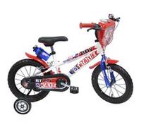 Vélo enfant - Modèle 16'' Skate pour garçon de taille 100 à 120 cm avec stabilisateurs, 2 freins, Bidon arrière et plaque avant décorative Blanc, Bleu, Rouge et Noir G