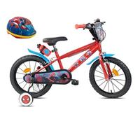Vélo enfant - Modèle 16'' Spiderman par de Disney pour garçon de taille 100 à 120 cm avec stabilisateurs, 2 freins, + Casque inclus