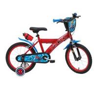 Vélo enfant - Modèle 16'' Spiderman par Marvel de Disney pour garçon de taille 100 à 120 cm avec stabilisateurs, 2 freins, Bidon arrière Rouge, Bleu & Noir G