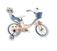 Generique Vélo 16'' Fille Leo&Stitch Disney – 2 freins, panier/porte-poup. 2 stabilisateurs + casque