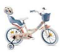 Vélo 16'' Fille avec Casque Leo & Stitch de Disney - 2 Freins Caliper - Pneus Gonflables - Panier Avant - Porte-poupée arrière - Garde-Boue 2 Stabilisateurs + Casque Stitch