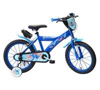 Vélo enfant - Modèle 16'' Stitch de Léo et Stitch par Disney pour garçon de taille 100 à 120 cm avec stabilisateurs, 2 freins, Bidon arrière et plaque avant décorative Bleu avec Stickers G