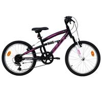 Vélo enfant VTT 20'' Tout Suspendu Fille Teens - Frein V brake - 6 Vitesses - Poignée Tournante - Shimano Noir avec Stickers Fuchsia G