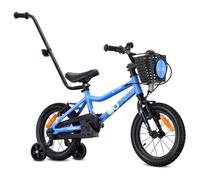 Vélo Enfant - Sun Baby LOOFI - Roues 14"" - 3 à 5 ans - léger 6.6 kg, roues d'appui, panier, sonnette, autocollants - Bleu