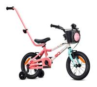 Vélo Enfant - Sun Baby LOOFI - Roues 14"" - 3 à 5 ans - léger, roues d'appui, panier, sonnette, autocollants - Blanc-Rose-Menthe