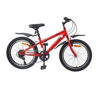 Vélo enfant Vidaxl 24"" rouge - cadre acier, 6 vitesses, 8-12 ans