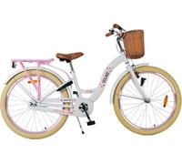 Vélo enfant Volare Blossom pour fille - 24 pouces en blanc avec des motifs de fleurs