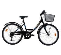 Vélo enfant VTC 24'' Fille Rigide Acier Bahia - 6 vitesses Noir G