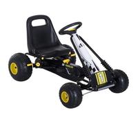 Vélo et véhicule pour enfants kart à pédales siège réglable frein manuel roues AR plastique acier noir jaune 20 95x67x57cm Noir