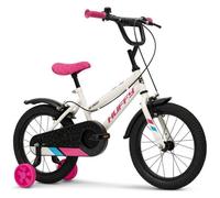 Vélo Fille Huffy So Sweet 16 Pouces 5-7 Ans 112-122cm Blanc avec Détails Roses et Bleus