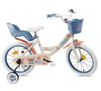 Vélo Fille16'' Fille Licence Stitch de Disney - 2 Freins Caliper - Pneus Gonflables - Panier Avant - Porte-poupée arrière - Garde-Boue - 2 Stabilisateurs