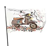 Vélo Floral Arc Flèche Jardin Drapeau 0,9 x 1,5 m Tout ce dont vous avez besoin est amour Vélo Bouquet Fleur Rouge Coeur Polyester Yard Drapeaux Maison Patio Pelouse Intérieur Extérieur Bannière de