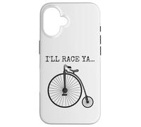 Vélo grand-bi. Je te ferai la course, cycliste rigolo Coque pour iPhone 16
