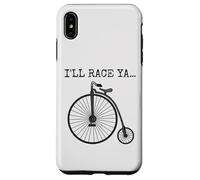Vélo grand-bi. Je te ferai la course, cycliste rigolo Coque pour iPhone XS Max
