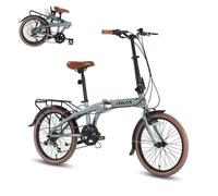 Vélo pliable AIVA - 20 pouces - VTT 7 vitesses - Cadre en alliage d'aluminiu- Vélo léger et facile à transporter-unisexe-Gris