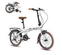 Vélo pliable AIVA - 20 pouces - VTT 7 vitesses - Cadre en alliage d'aluminiu- Vélo léger et facile à transporter-unisexe- Blanc