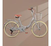 Vélo Pliable pour Adulte 20/22/24/26 Pouces, Vélo Pliable pour Femme 6 Vitesses avec Double Frein À Disque, Cadre en Acier À Haute Teneur en Carbone C,24 inch