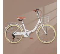 Vélo Pliable pour Adulte 20/22/24/26 Pouces, Vélo Pliable pour Femme 6 Vitesses avec Double Frein À Disque, Cadre en Acier À Haute Teneur en Carbone E,26 inch