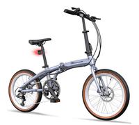 Vélo Pliant EVERCROSS TECH EM1 20 Pouces en Aluminium, 7 Vitesses, Freins à Disque Avant/Arrière, Vélo Urbain Compact,Gris