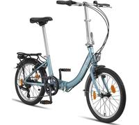 Licorne Bike Fold Premium Vélo pliant en aluminium 6 vitesses Dérailleur Shimano Système Quick-Fold Vélo pliable en V Bleu