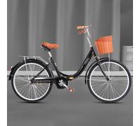 Vélo Pliant pour Adulte De 24 À 26 Pouces, Cadre en Acier À Haute Teneur en Carbone, avec Porte-Bagages Arrière Et Panier Avant C,24 inch