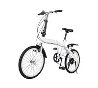Vélo pliant pour adulte, VTT blanc de 20", vélo de ville de camping, vélo de banlieue 6 vitesses
