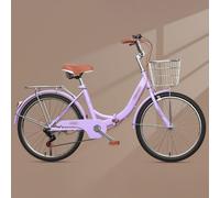 Vélo Pliant pour Femme avec Cadre en Acier À Haute Teneur en Carbone (20/22/24/26 Pouces), Vitesse Unique, Freins À Disque Doubles, Idéal pour Les Déplacements en Ville D,22 inch