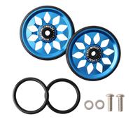 Vélo Pliant Roue De Marche Facile Roulement En Alliage D'aluminium Cnc Poussant La Roue Auxiliaire Adaptée A Brompton, Paire Bleue