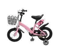 Vélo pour enfant de 12 pouces avec roues stabilisatrices et panier, vélo pour filles et garçons avec sonnette manuelle, bouteille d'eau et garde-boue, réglable de 2 à 5 ans, rose, 30,5 cm