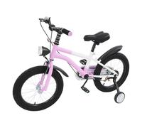 Vélo pour enfant de 16 pouces avec roues stabilisatrices et lumière LED, vélo pour filles et garçons avec sonnette manuelle et garde-boue, réglable de 5 à 8 ans, rose, 16 pouces