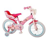 Vélo pour enfants Disney Princess Filles 16 pouces Rose Avec panier à l'avant et siège de poupée à l'arrière Rose G