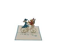 Vélo pour femme, fleurs, tour à vélo, bon de vélo, carte pliable 3D, carte de vœux, carte cadeau (turquoise)